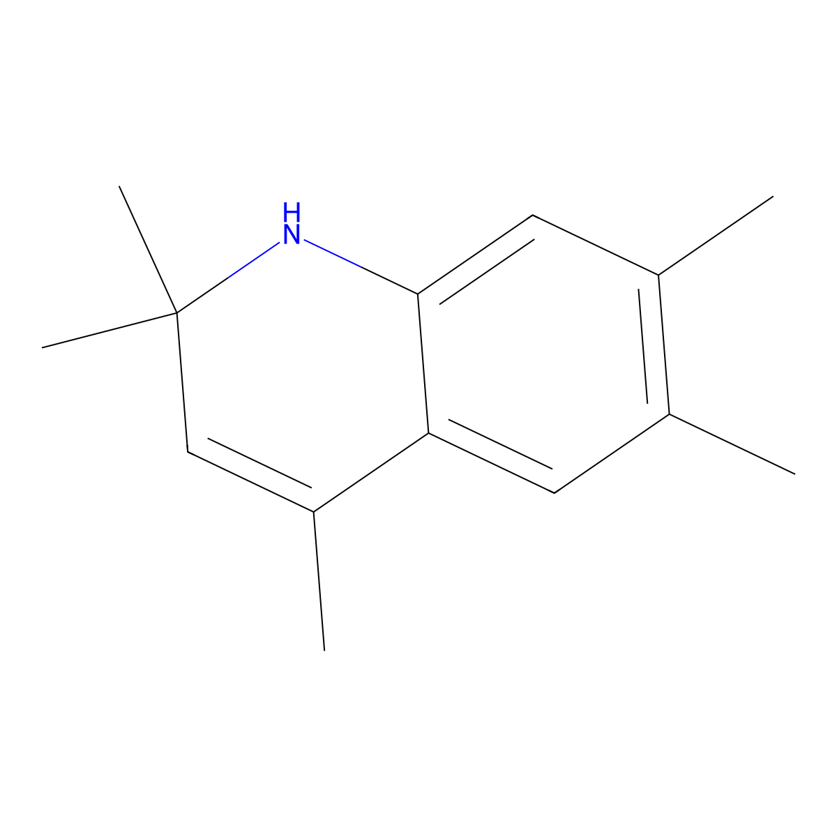 2,2,4,6,7-Pentamethyl-1,2-dihydroquinoline molecular structure, CAS 716-51-8
