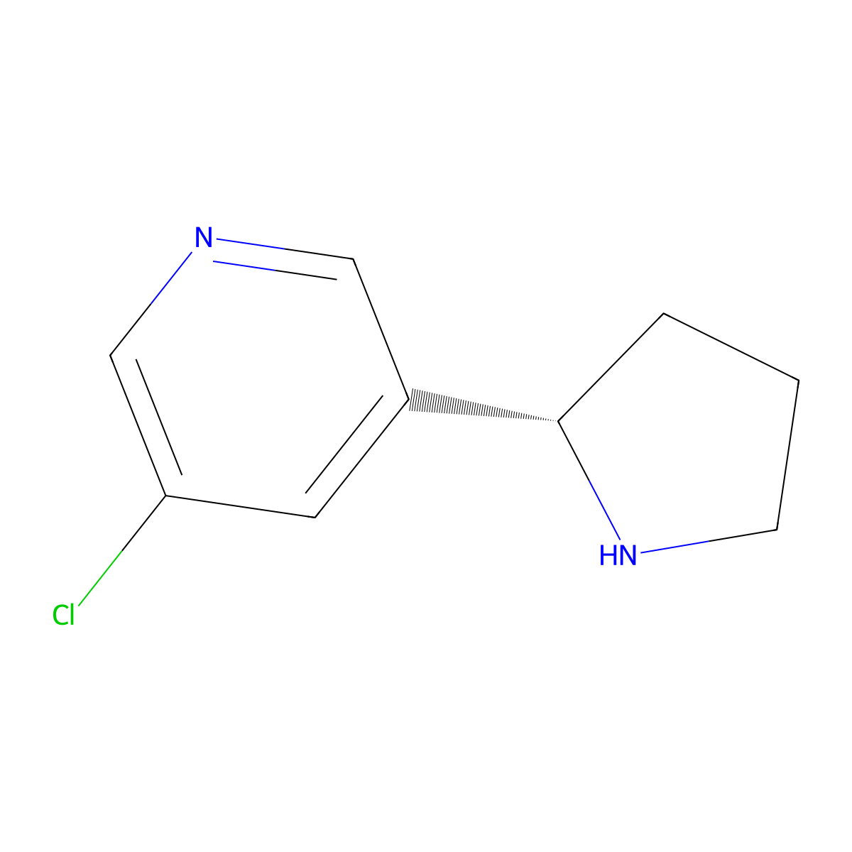 (S)-3-Chloro-5-pyrrolidin-2-yl-pyridine molecular structure, CAS 71606-33-2