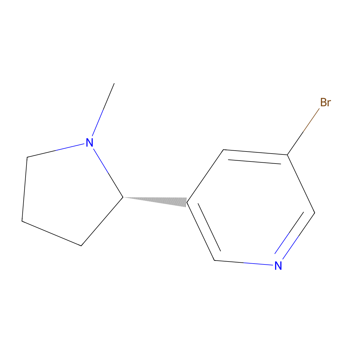 Pyridine, 3-bromo-5-[(2S)-1-methyl-2-pyrrolidinyl]- molecular structure, CAS 71606-34-3