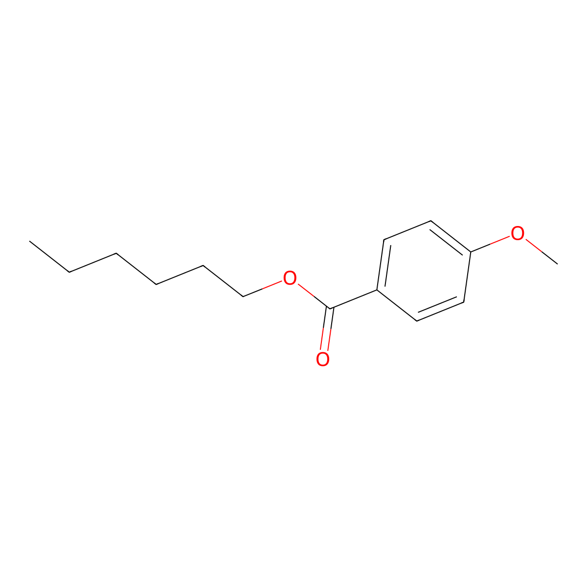 Hexyl anisate molecular structure, CAS 71607-26-6