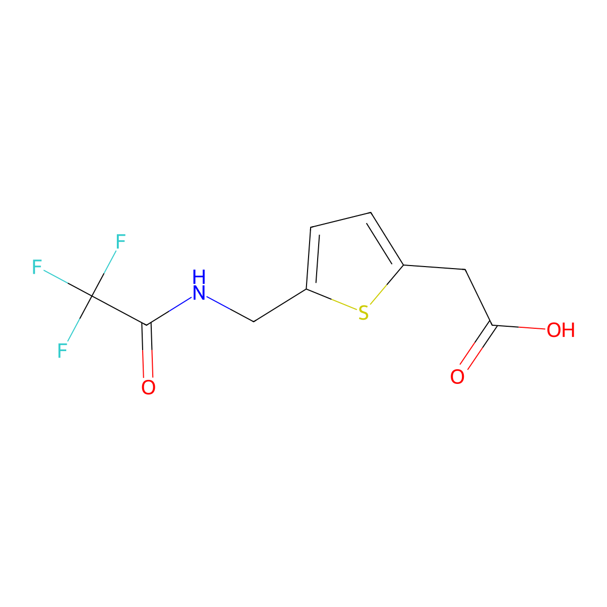 2-{5-[(2,2,2-Trifluoroacetamido)methyl]thiophen-2-yl}acetic acid molecular structure, CAS 71613-36-0