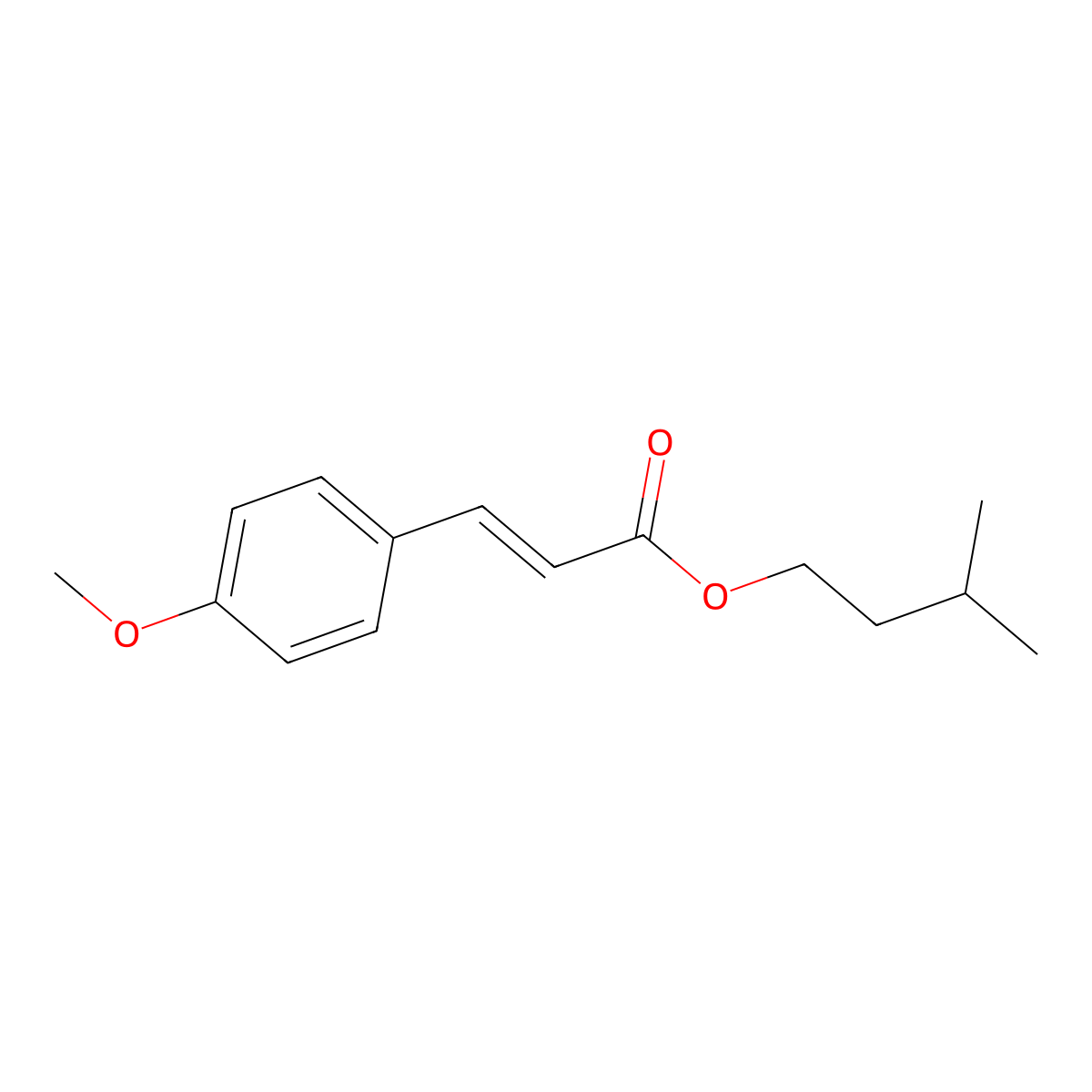 Isoamyl p-methoxycinnamate molecular structure, CAS 71617-10-2
