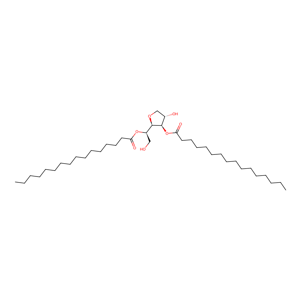 Sorbitan, dihexadecanoate molecular structure, CAS 71617-69-1