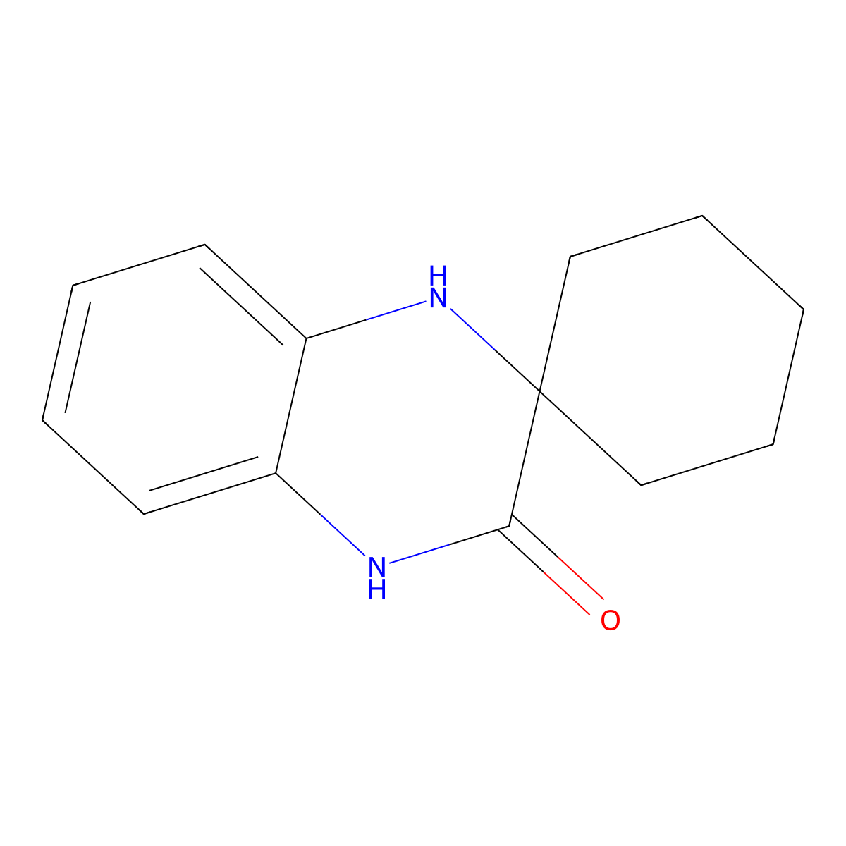 Spiro[cyclohexane-1,2'(3'H)-quinoxalin]-3'-one, 1',4'-dihydro- molecular structure, CAS 71620-98-9
