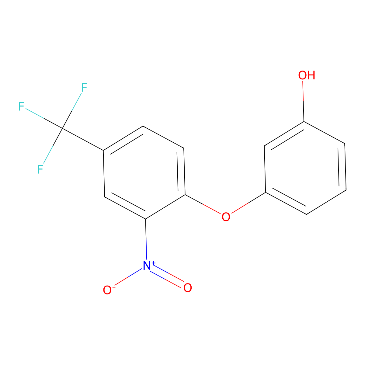 3-[2-Nitro-4-(trifluoromethyl)phenoxy]phenol molecular structure, CAS 71626-84-1