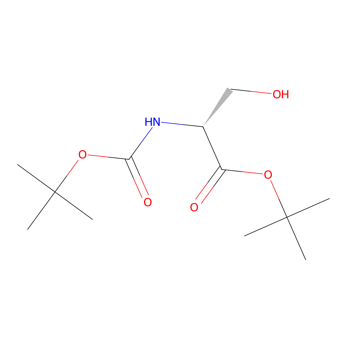 (R)-tert-Butyl 2-((tert-butoxycarbonyl)amino)-3-hydroxypropanoate molecular structure, CAS 71630-31-4
