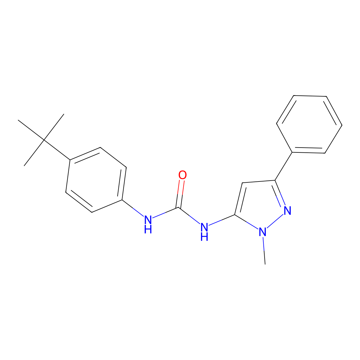 1-(4-Tert-butylphenyl)-3-(2-methyl-5-phenylpyrazol-3-yl)urea molecular structure, CAS 716318-48-8