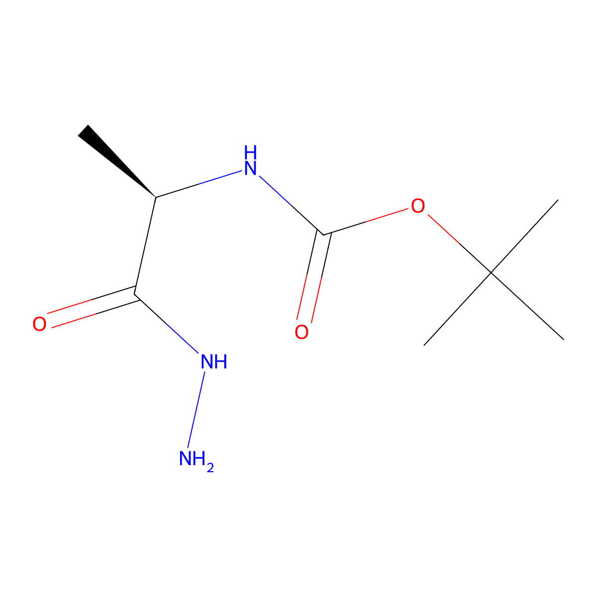 tert-butyl N-((1R)-1-(hydrazinecarbonyl)ethyl)carbamate molecular structure, CAS 716329-42-9