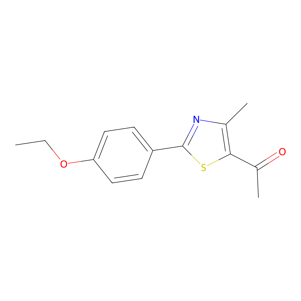 Ethanone, 1-[2-(4-ethoxyphenyl)-4-methyl-5-thiazolyl]- molecular structure, CAS 71633-86-8