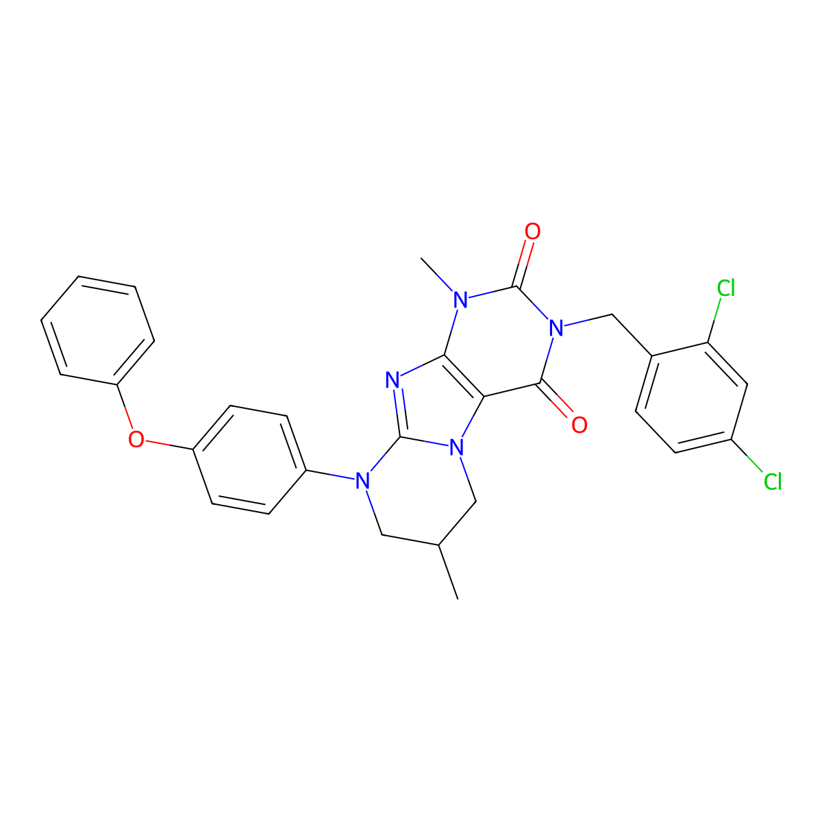 3-[(2,4-dichlorophenyl)methyl]-1,7-dimethyl-9-(4-phenoxyphenyl)-7,8-dihydro-6H-purino[7,8-a]pyrimidine-2,4-dione molecular structure, CAS 716330-60-8