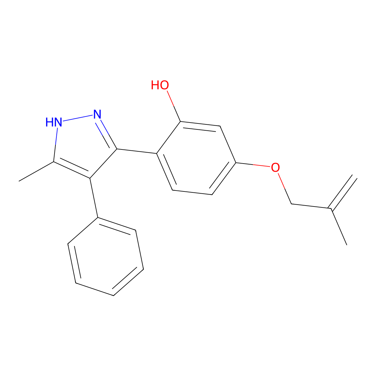 2-(5-methyl-4-phenyl-1H-pyrazol-3-yl)-5-((2-methylallyl)oxy)phenol molecular structure, CAS 716330-83-5