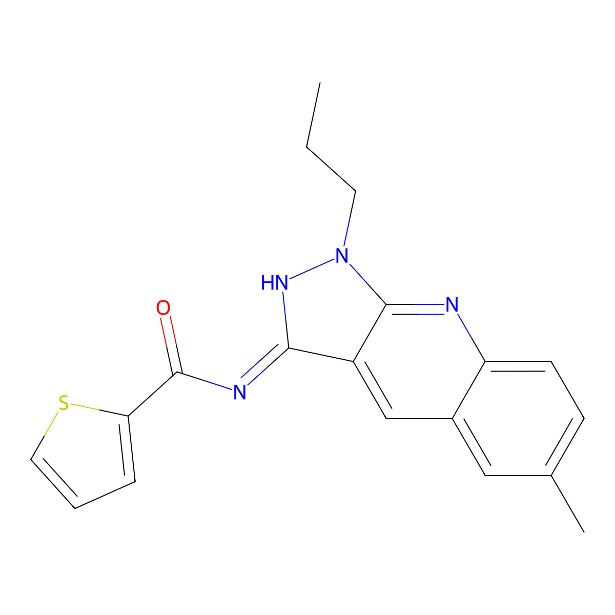 N-(6-methyl-1-propylpyrazolo[3,4-b]quinolin-3-yl)thiophene-2-carboxamide molecular structure, CAS 716331-07-6