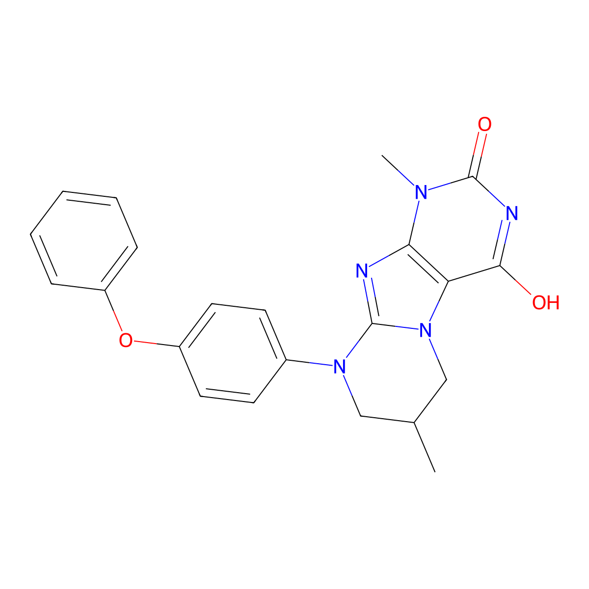 1,7-dimethyl-9-(4-phenoxyphenyl)-7,8-dihydro-6H-purino[7,8-a]pyrimidine-2,4-dione molecular structure, CAS 716331-84-9