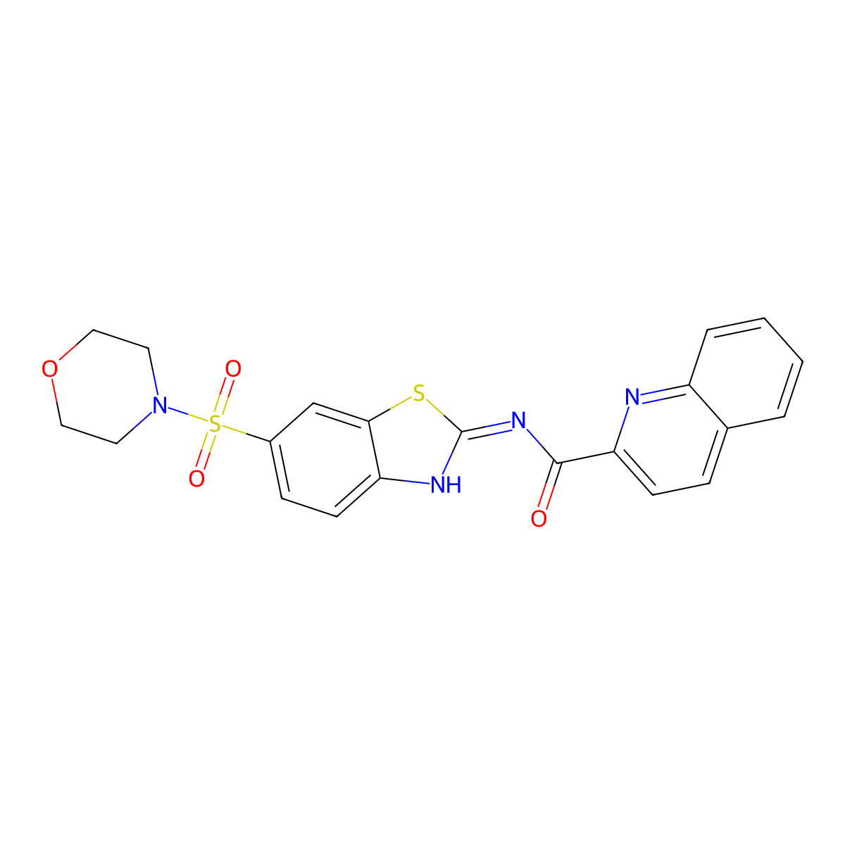 N-[(2E)-6-(morpholin-4-ylsulfonyl)-1,3-benzothiazol-2(3H)-ylidene]quinoline-2-carboxamide molecular structure, CAS 716332-41-1