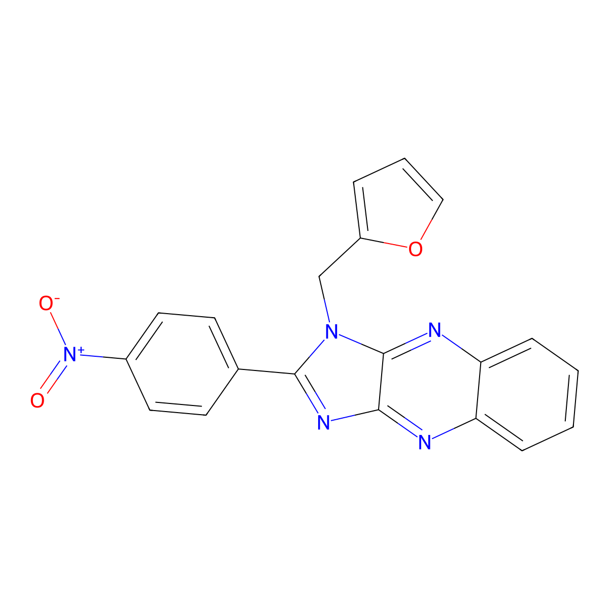 1-(furan-2-ylmethyl)-2-(4-nitrophenyl)-1H-imidazo[4,5-b]quinoxaline molecular structure, CAS 716332-54-6