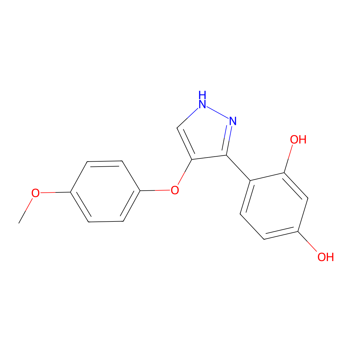 4-(4-(4-methoxyphenoxy)-1H-pyrazol-3-yl)benzene-1,3-diol molecular structure, CAS 716333-47-0
