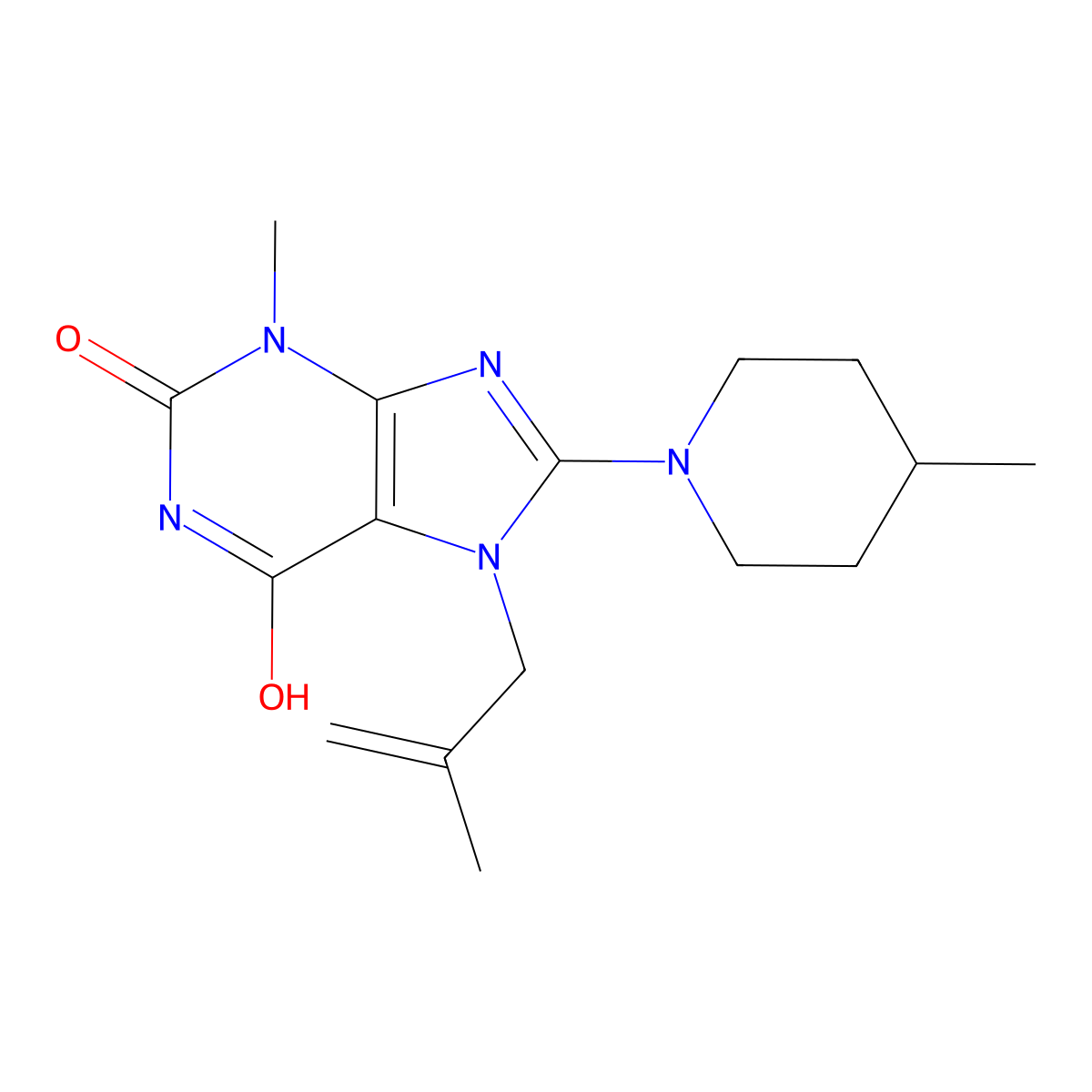 3-methyl-7-(2-methylallyl)-8-(4-methylpiperidin-1-yl)-1H-purine-2,6(3H,7H)-dione molecular structure, CAS 716334-01-9