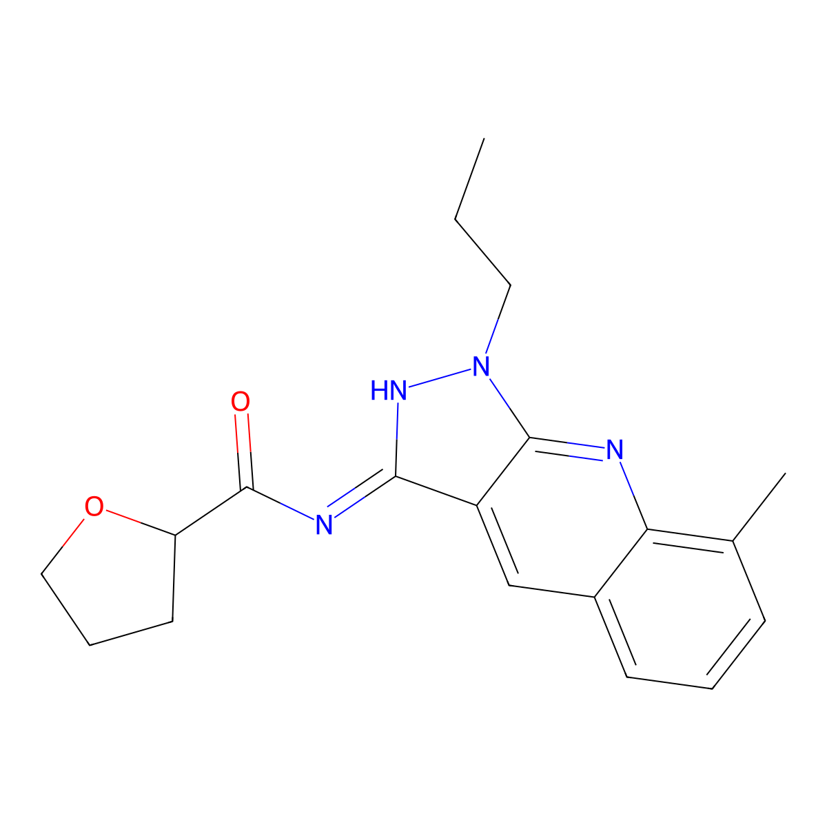 N-(8-methyl-1-propylpyrazolo[3,4-b]quinolin-3-yl)oxolane-2-carboxamide molecular structure, CAS 716334-73-5