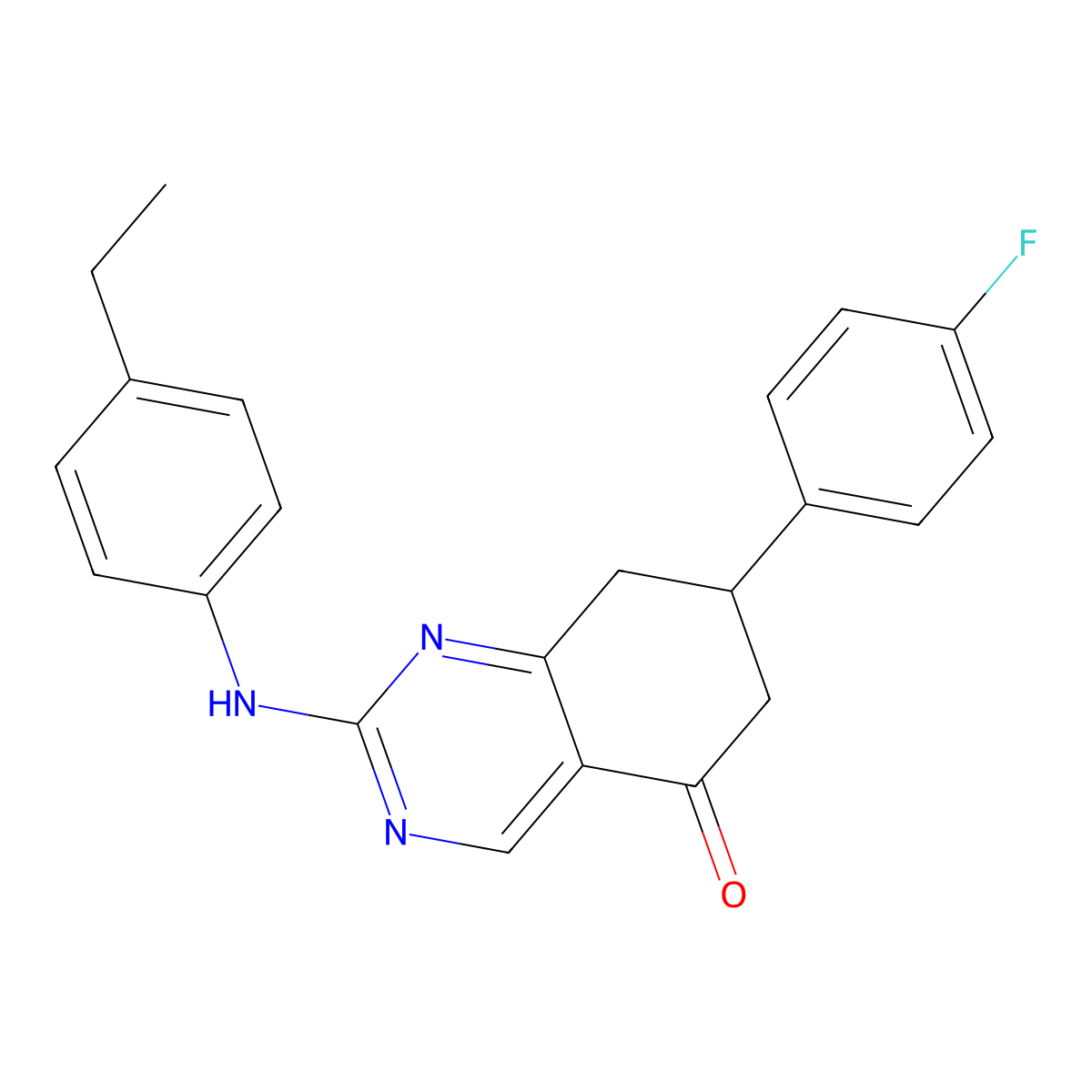 2-[(4-ethylphenyl)amino]-7-(4-fluorophenyl)-7,8-dihydroquinazolin-5(6H)-one molecular structure, CAS 716334-96-2