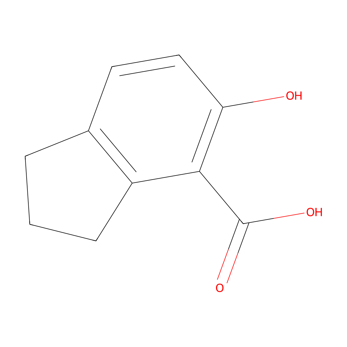 5-hydroxy-2,3-dihydro-1H-indene-4-carboxylic acid molecular structure, CAS 716339-79-6