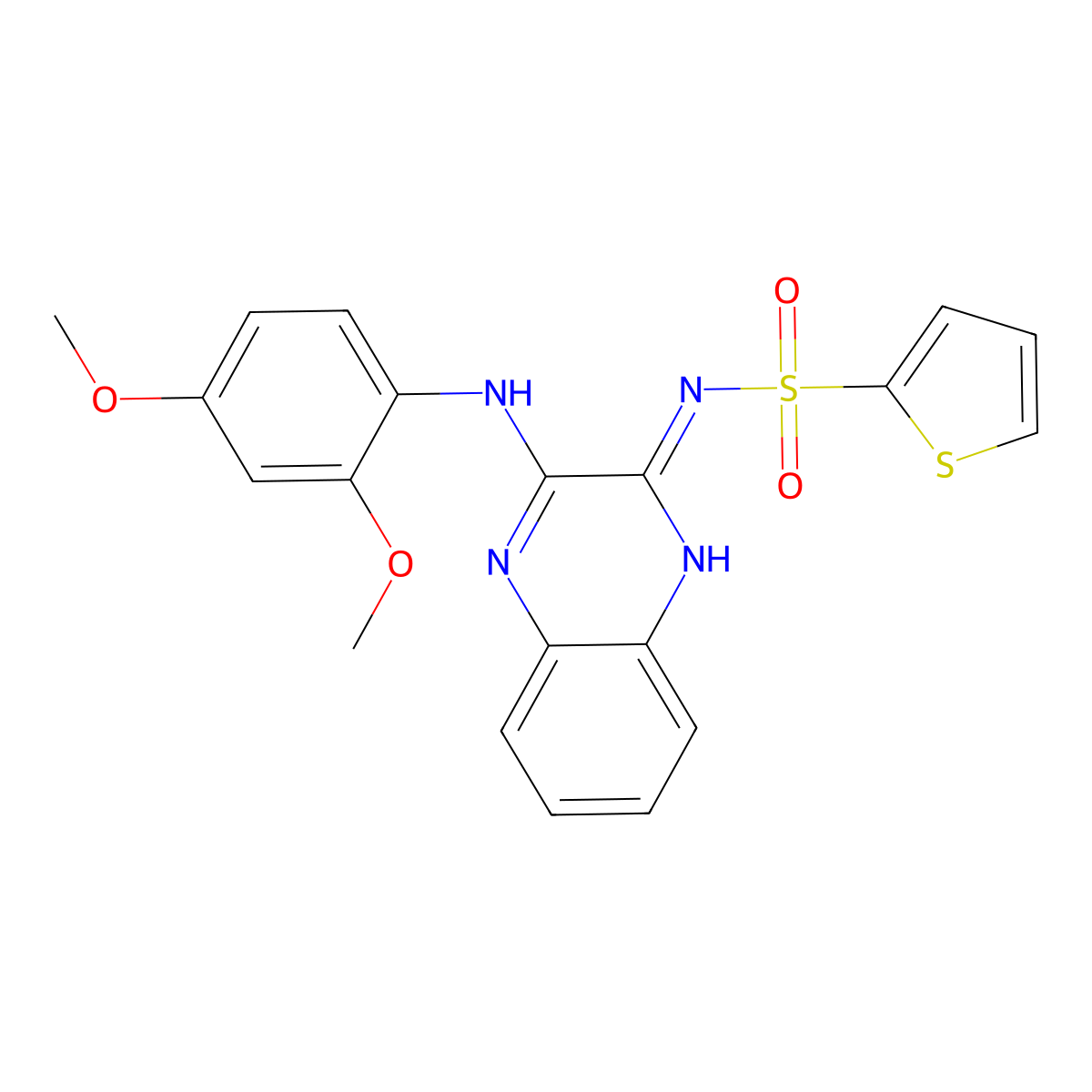 N-[3-(2,4-dimethoxyanilino)quinoxalin-2-yl]thiophene-2-sulfonamide molecular structure, CAS 716340-02-2