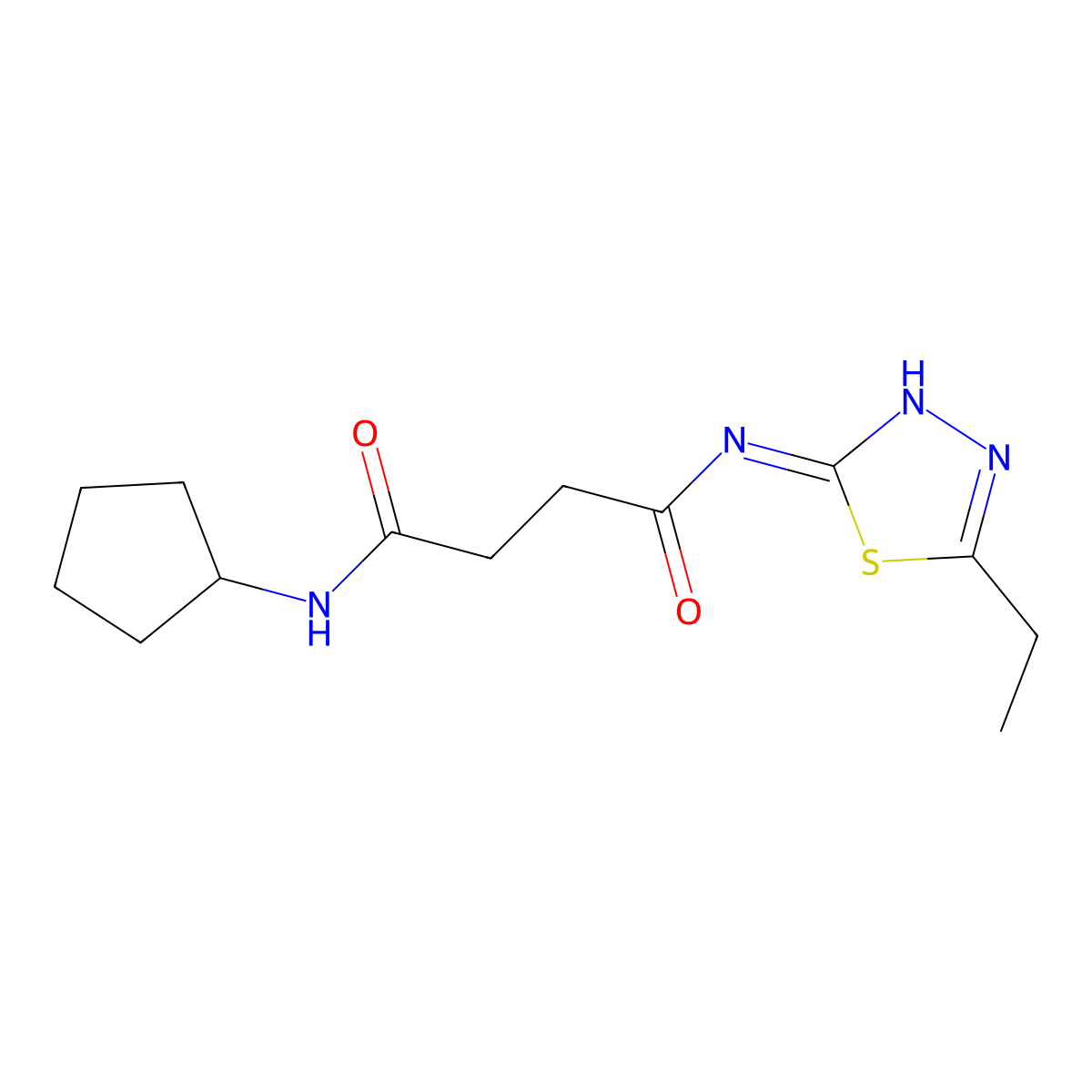 N-cyclopentyl-N'-(5-ethyl-1,3,4-thiadiazol-2-yl)butanediamide molecular structure, CAS 716340-51-1