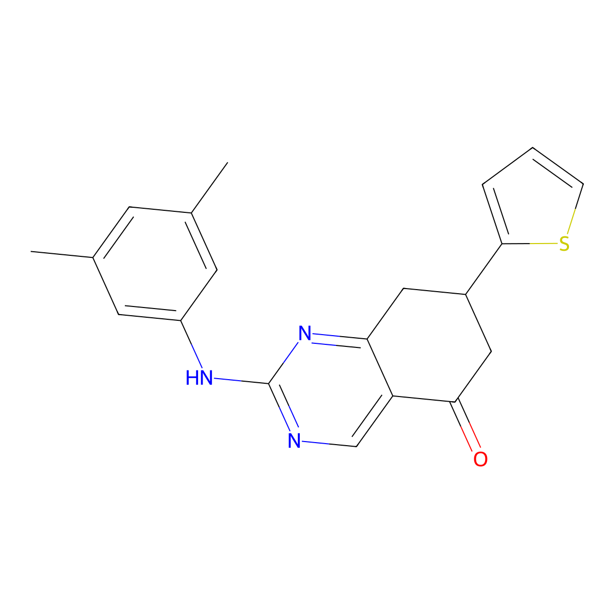 2-[(3,5-dimethylphenyl)amino]-7-(thiophen-2-yl)-7,8-dihydroquinazolin-5(6H)-one molecular structure, CAS 716340-59-9