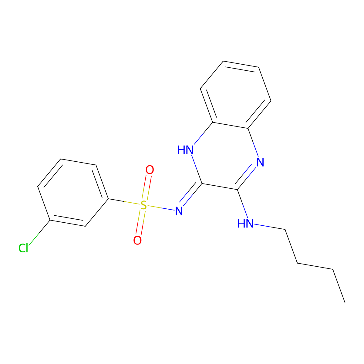 N-[3-(butylamino)quinoxalin-2-yl]-3-chlorobenzenesulfonamide molecular structure, CAS 716340-60-2