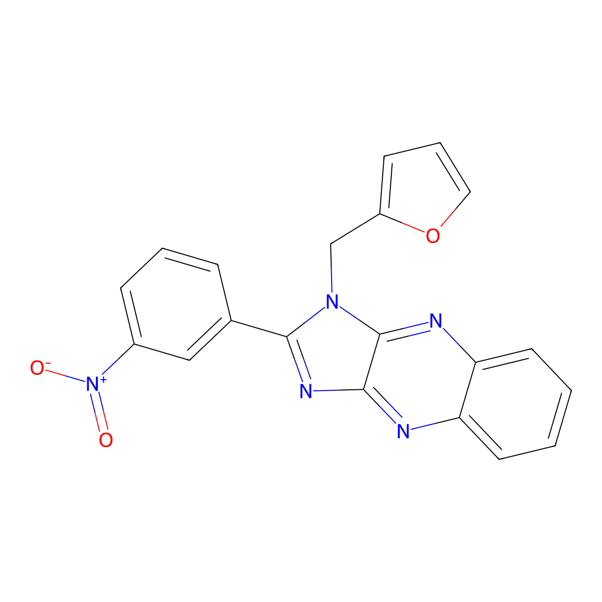 1-(furan-2-ylmethyl)-2-(3-nitrophenyl)-1H-imidazo[4,5-b]quinoxaline molecular structure, CAS 716340-76-0