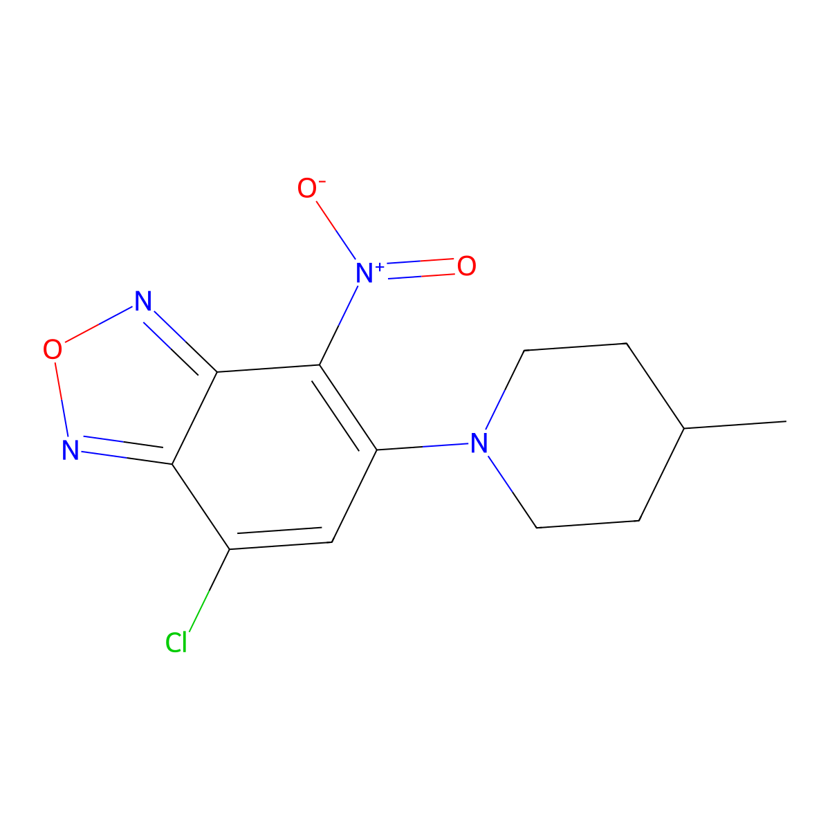 7-Chloro-5-(4-methylpiperidin-1-yl)-4-nitro-2,1,3-benzoxadiazole molecular structure, CAS 716341-08-1