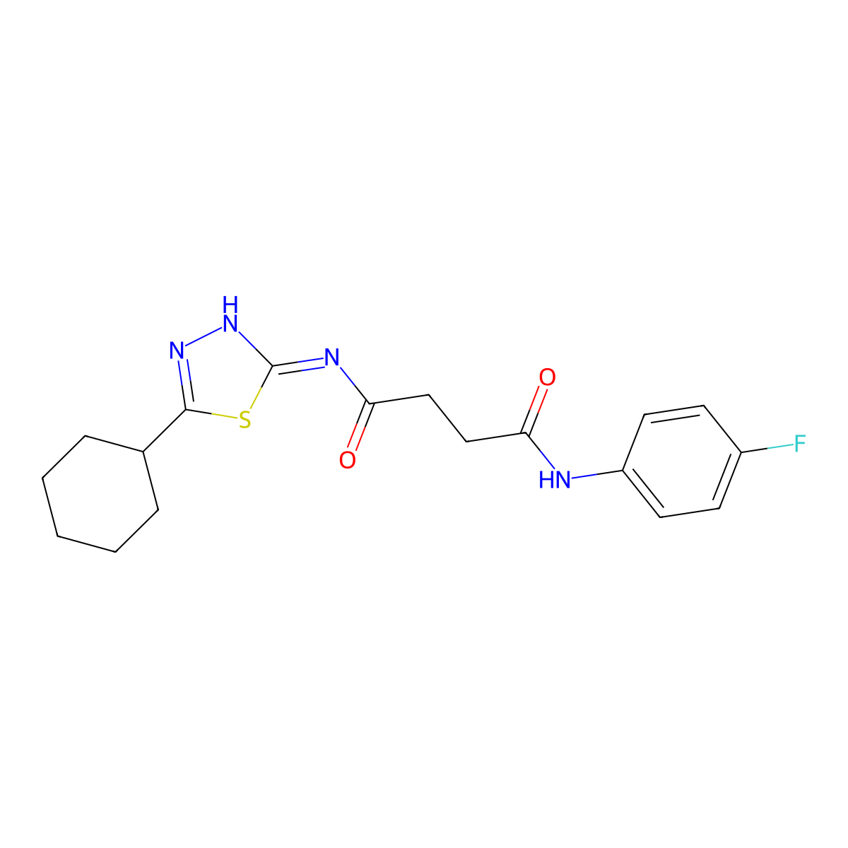N1-(5-cyclohexyl-1,3,4-thiadiazol-2-yl)-N4-(4-fluorophenyl)succinamide molecular structure, CAS 716341-82-1