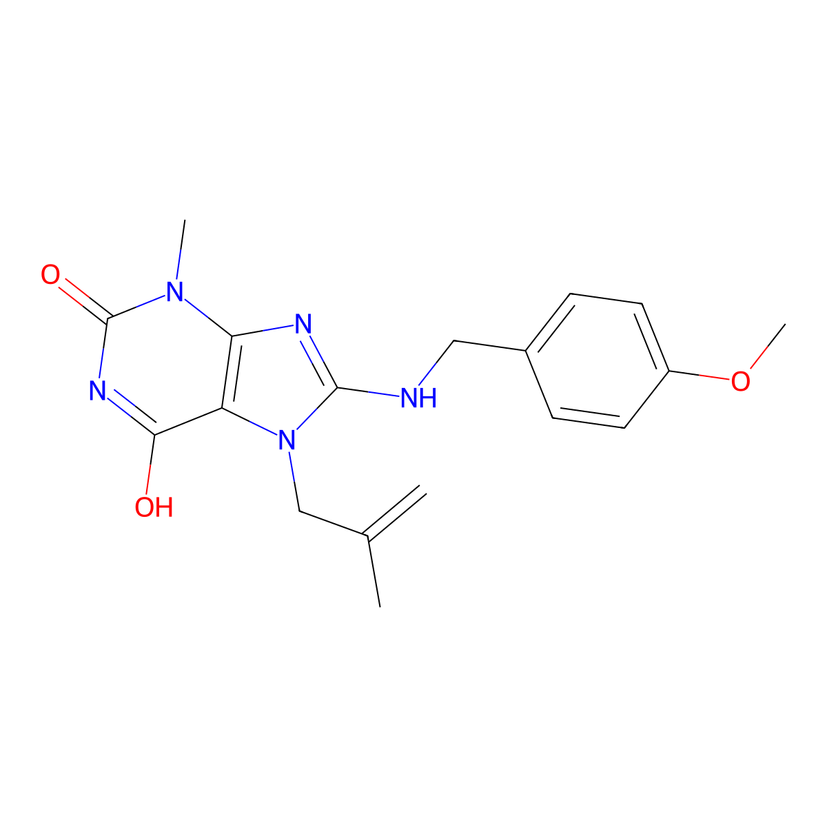 8-((4-methoxybenzyl)amino)-3-methyl-7-(2-methylallyl)-1H-purine-2,6(3H,7H)-dione molecular structure, CAS 716342-34-6