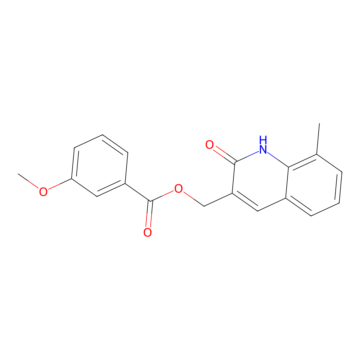 (8-methyl-2-oxo-1H-quinolin-3-yl)methyl 3-methoxybenzoate molecular structure, CAS 716342-59-5