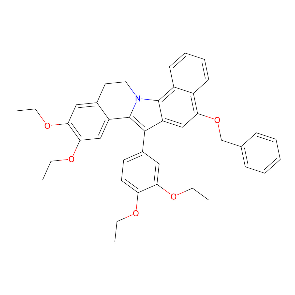 12-(Benzyloxy)-14-(3,4-diethoxyphenyl)-2,3-diethoxy-5,6-dihydrobenzo[6,7]indolo[2,1-a]isoquinoline molecular structure, CAS 716342-81-3