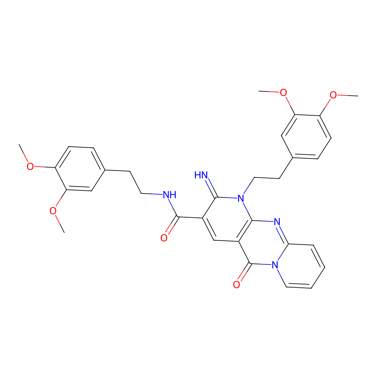 N,1-bis[2-(3,4-dimethoxyphenyl)ethyl]-2-imino-5-oxo-1,5-dihydro-2H-dipyrido[1,2-a:2',3'-d]pyrimidine-3-carboxamide molecular structure, CAS 716342-84-6