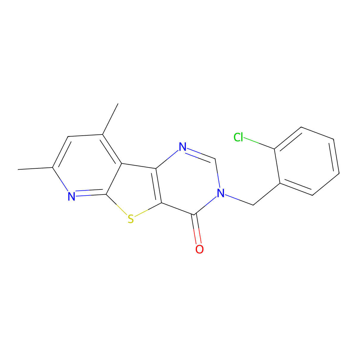 3-(2-chlorobenzyl)-7,9-dimethylpyrido[3',2':4,5]thieno[3,2-d]pyrimidin-4(3H)-one molecular structure, CAS 716343-43-0