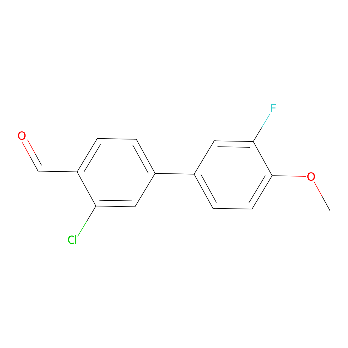2-Chloro-4-(3-fluoro-4-methoxyphenyl)benzaldehyde molecular structure, CAS 716344-23-9
