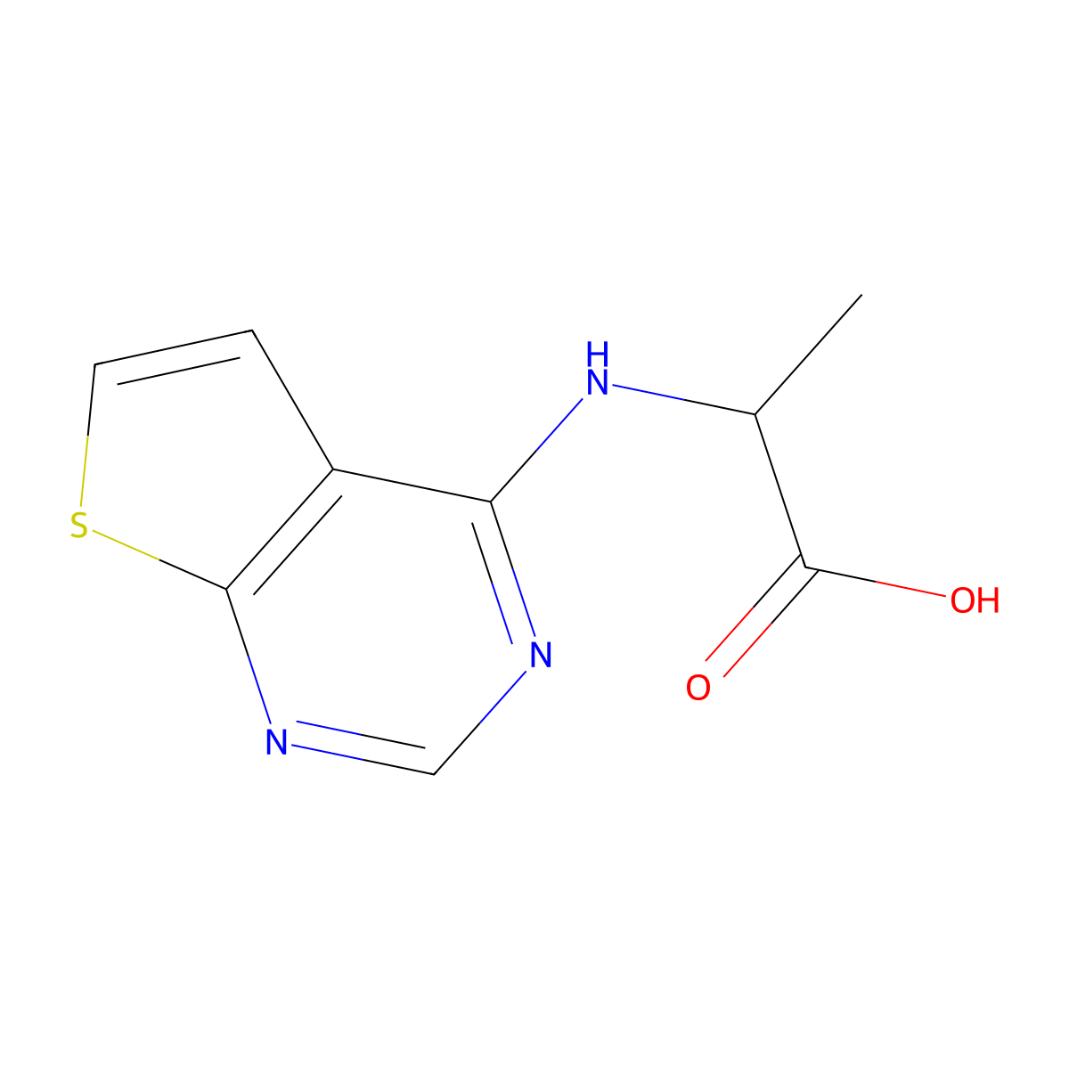 2-({Thieno[2,3-d]pyrimidin-4-yl}amino)propanoic acid molecular structure, CAS 71635-48-8