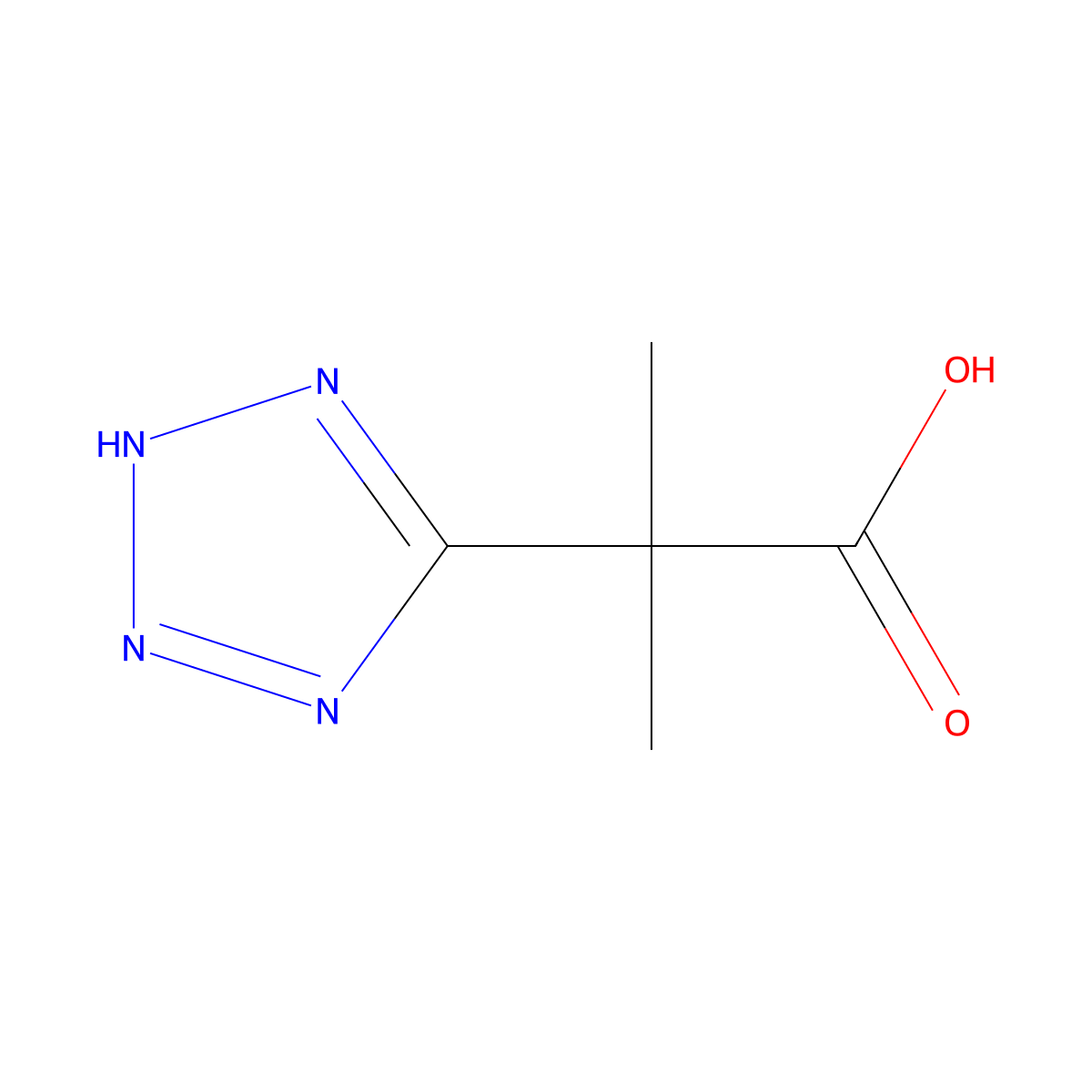 2-methyl-2-(1H-1,2,3,4-tetrazol-5-yl)propanoic acid molecular structure, CAS 716358-44-0