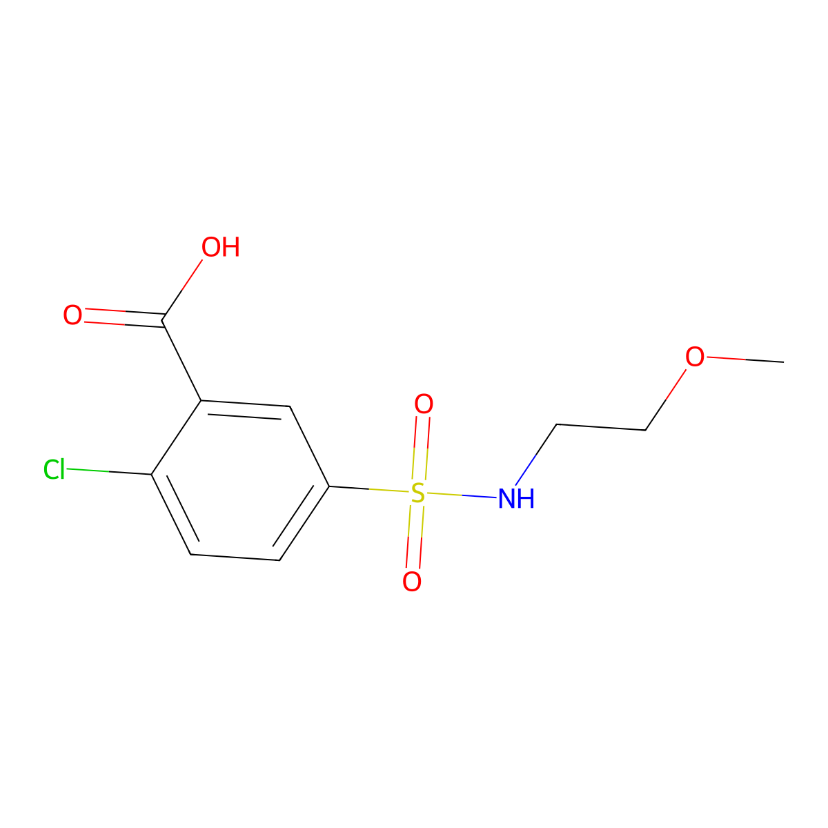 2-Chloro-5-[(2-methoxyethyl)sulfamoyl]benzoic acid molecular structure, CAS 716358-45-1