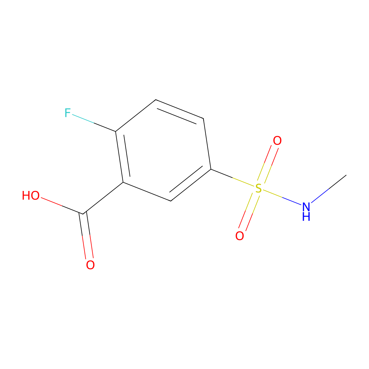 2-Fluoro-5-(methylsulfamoyl)benzoic acid molecular structure, CAS 716358-53-1