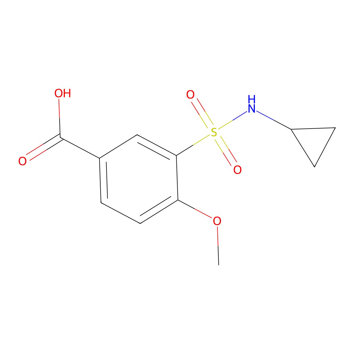 3-(Cyclopropylsulfamoyl)-4-methoxybenzoic acid molecular structure, CAS 716358-76-8
