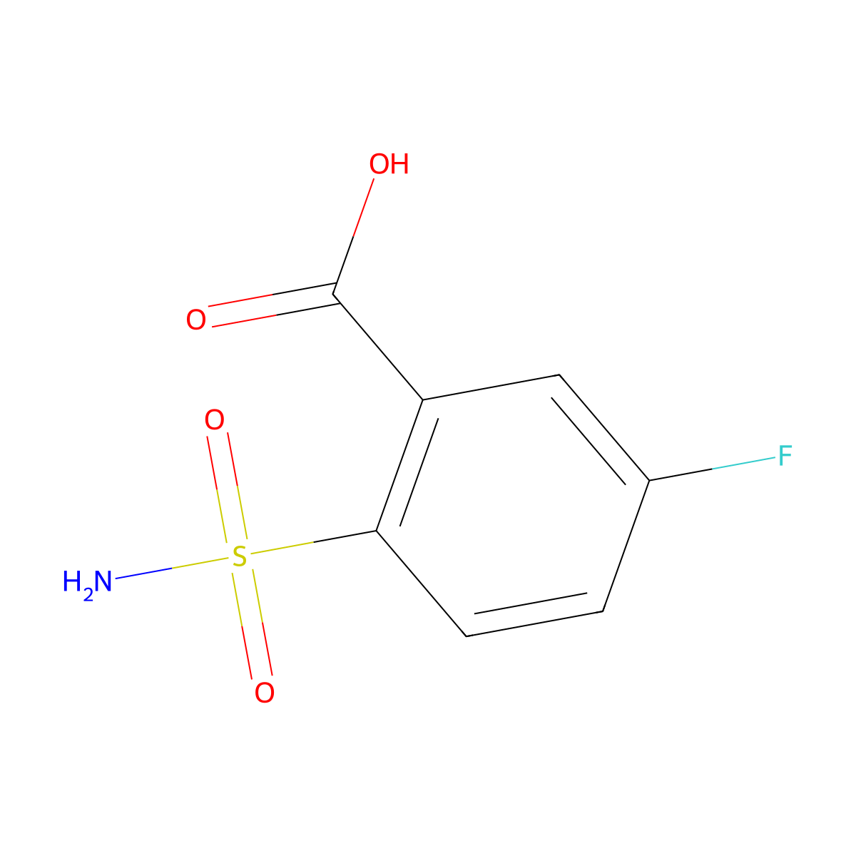5-Fluoro-2-sulfamoylbenzoic acid molecular structure, CAS 716359-66-9