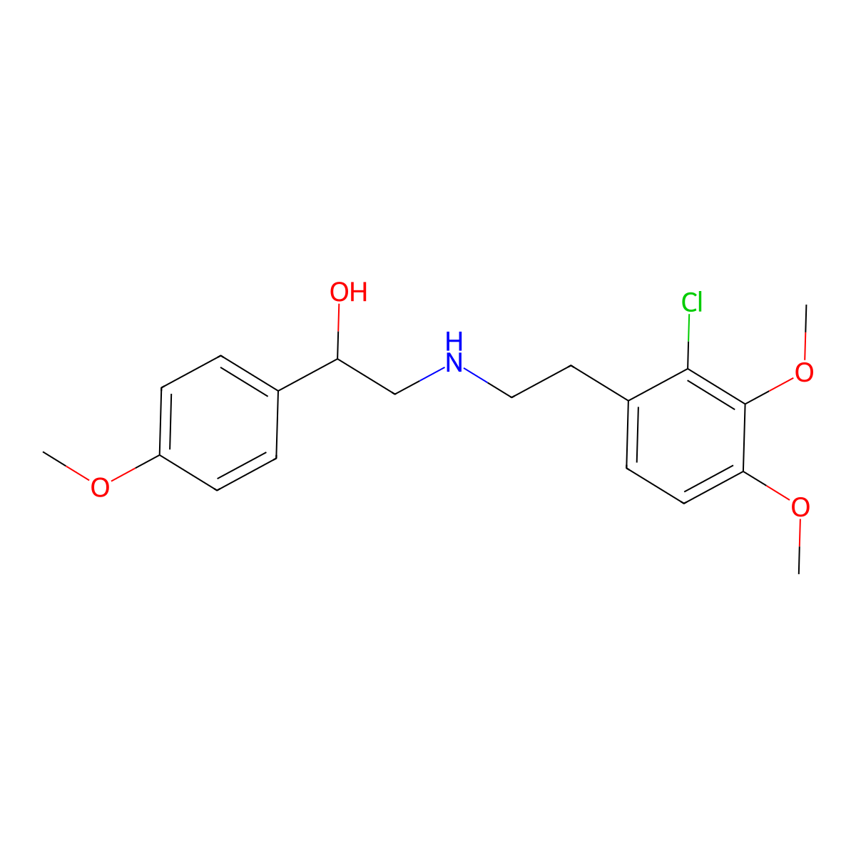 N-[2-Hydroxy-2-(4-methoxyphenyl)ethyl]-2-(2-chloro-3,4-dimethoxyphenyl)ethylamine molecular structure, CAS 71636-38-9