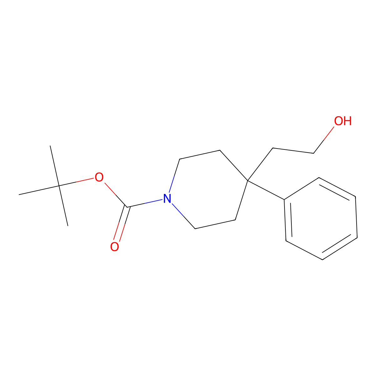 Tert-butyl 4-(2-hydroxyethyl)-4-phenylpiperidine-1-carboxylate molecular structure, CAS 716360-34-8