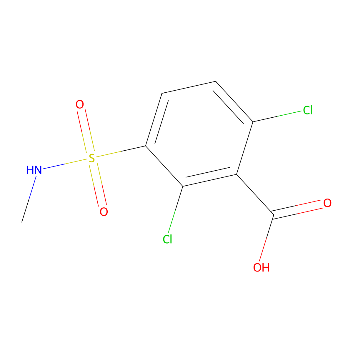2,6-Dichloro-3-(methylsulfamoyl)benzoic acid molecular structure, CAS 716360-56-4
