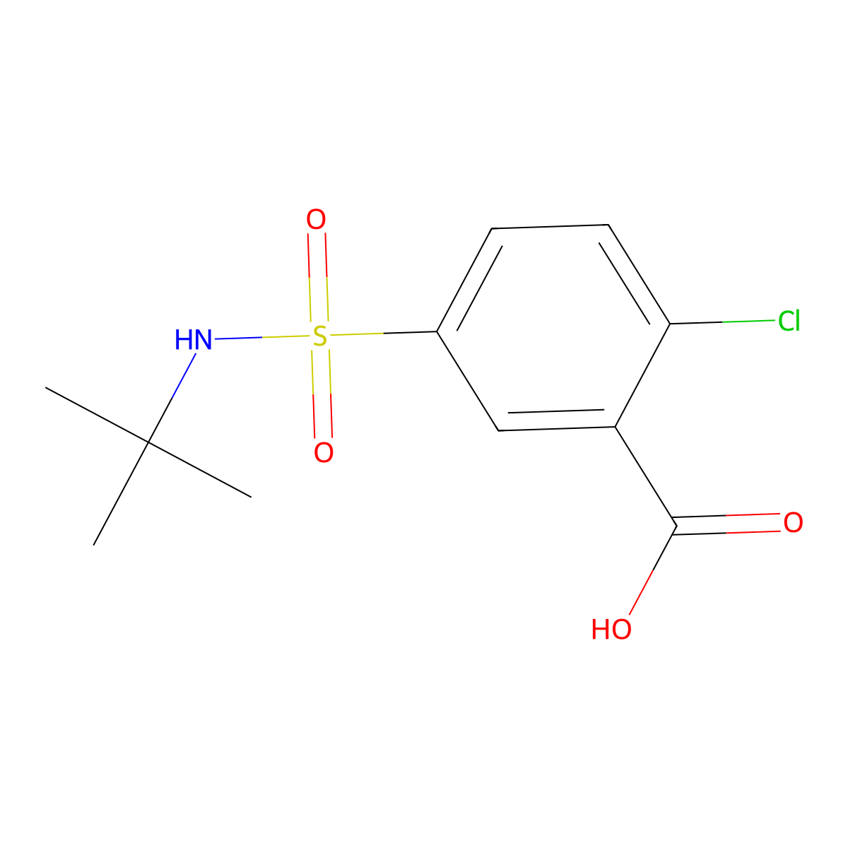 5-(Tert-butylsulfamoyl)-2-chlorobenzoic acid molecular structure, CAS 716360-58-6