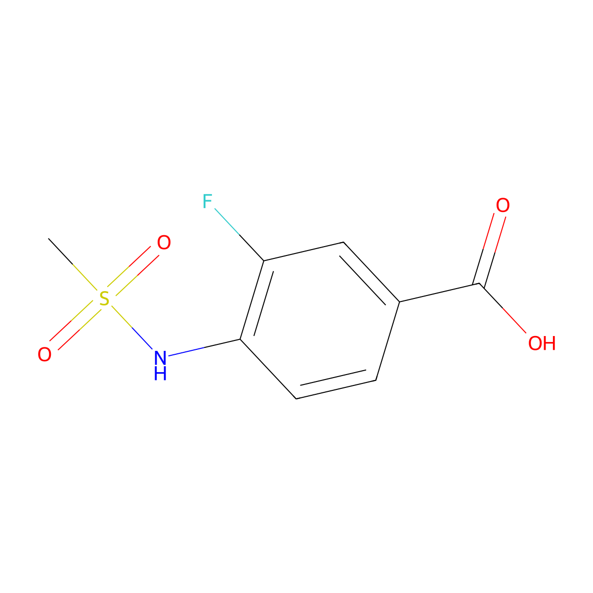 3-Fluoro-4-(methylsulfonamido)benzoic acid molecular structure, CAS 716361-59-0