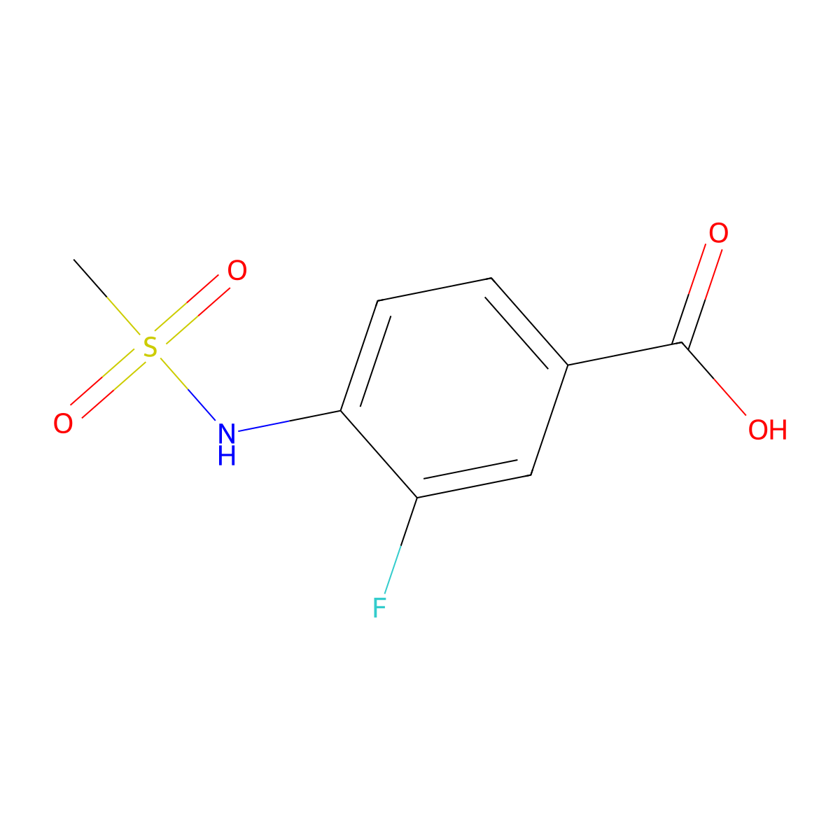 3-Fluoro-4-(methylsulfonamido)benzoic acid molecular structure, CAS 716361-59-0