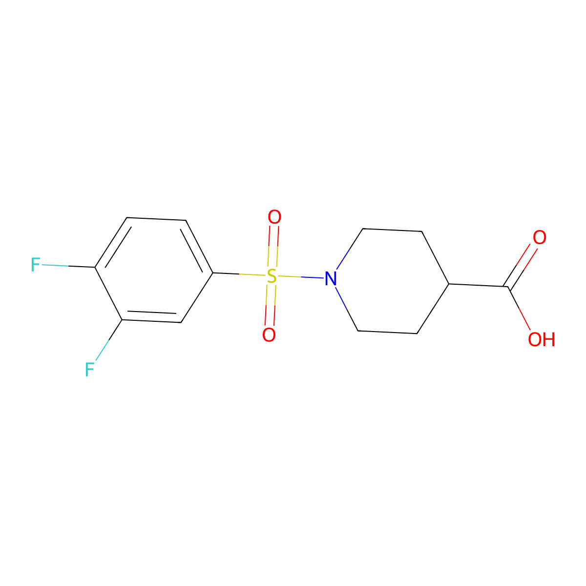 1-(3,4-Difluorobenzenesulfonyl)piperidine-4-carboxylic acid molecular structure, CAS 716361-66-9